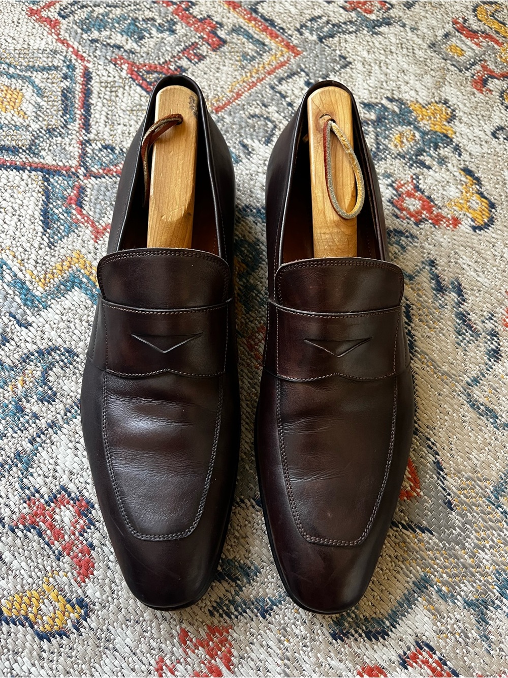 Franceschetti Men's Luxury Brown Leather Loafers Size 42.5 Made in Italy US 9.5